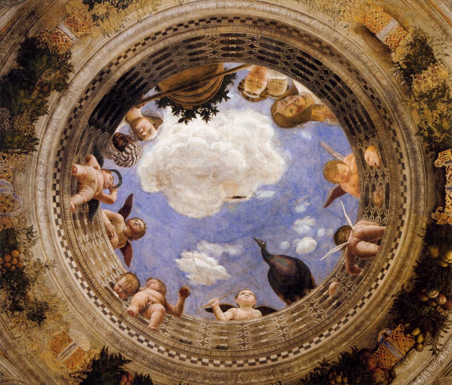 Andrea Mantegna, ceiling from Camera degli Sposi, c. 1474, fresco, Palazzo Ducale, Mantua.