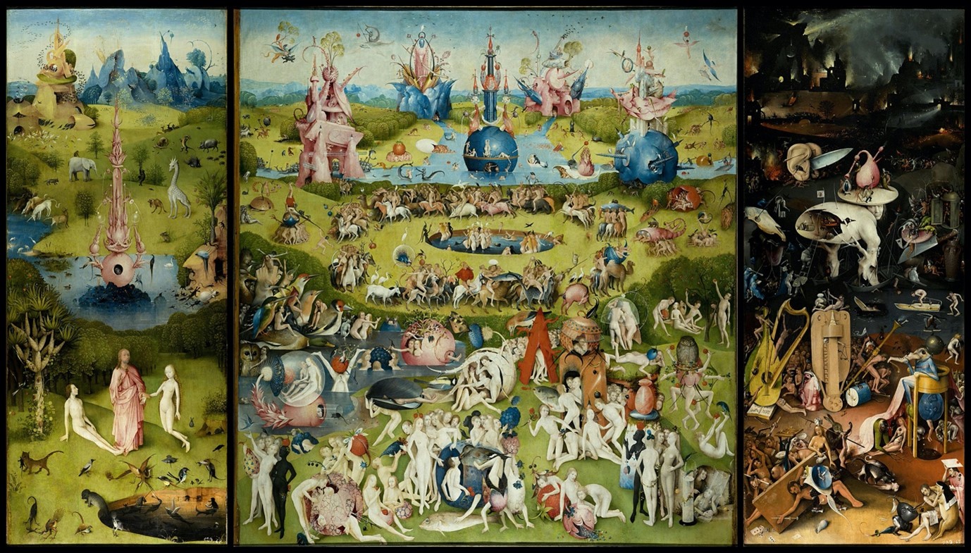 Hieronymus Bosch, The Garden of Earthly Delights, c. 1503-1515, oil on panel, Museo Nacional del Prado, Madrid.