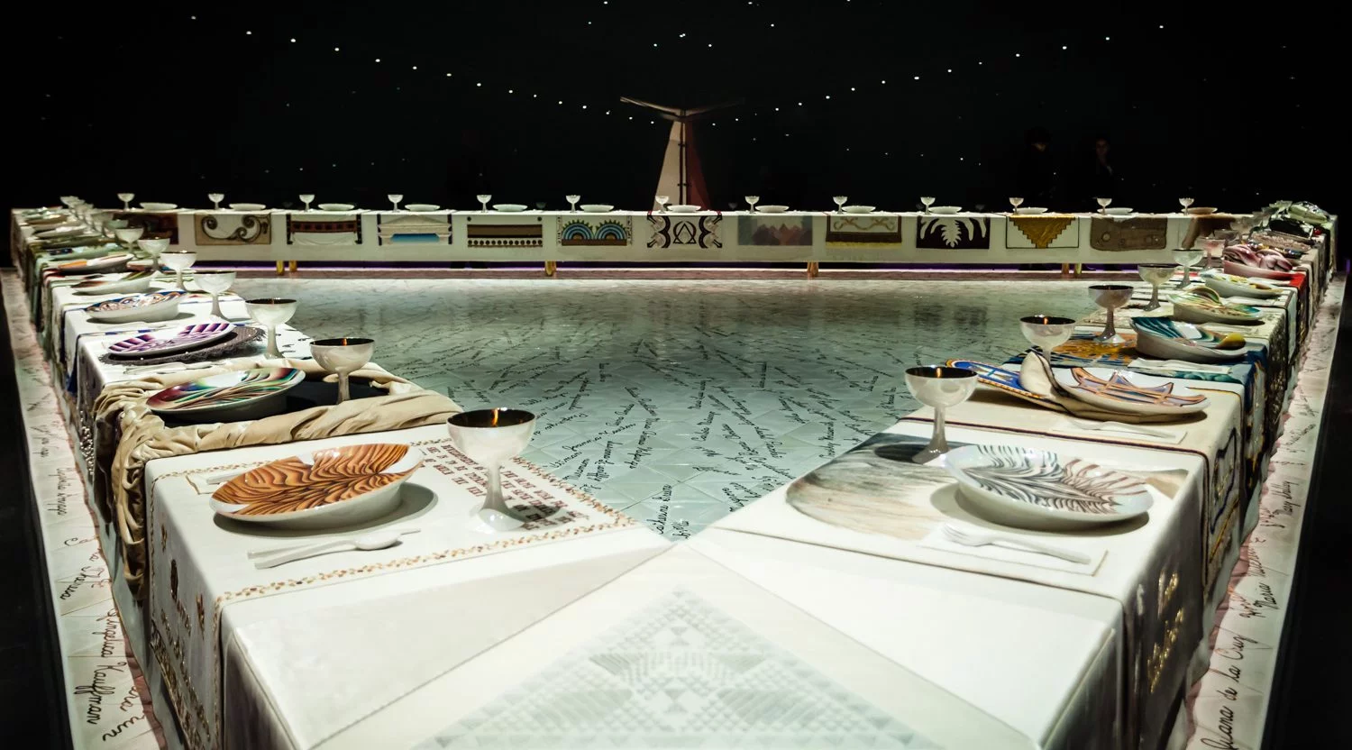 Judy Chicago, The Dinner Party, 1974-1979, Elizabeth A. Sackler Center for Feminist Art at the Brooklyn Museum, New York, NY, USA. Kevin Case/Flickr (CC BY-NC-SA 2.0). Detail.