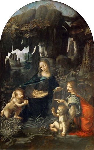 Leonardo da Vinci, Virgin of the Rocks, c. 1483-86, oil on panel (transferred onto canvas), the Louvre, Paris.