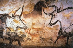 Great Hall of Bulls. 15,000-13,000 BCE. Lascaux Cave in Lascaux, France  https://www.lascaux.fr/en