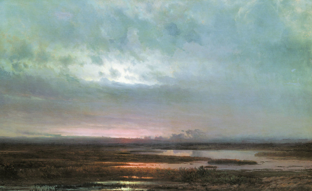 Alexei Savrasov, Atardecer sobre un pantano, 1871, óleo sobre lienzo, 88 x 139,5 cm, Museo Ruso, San Petersburgo