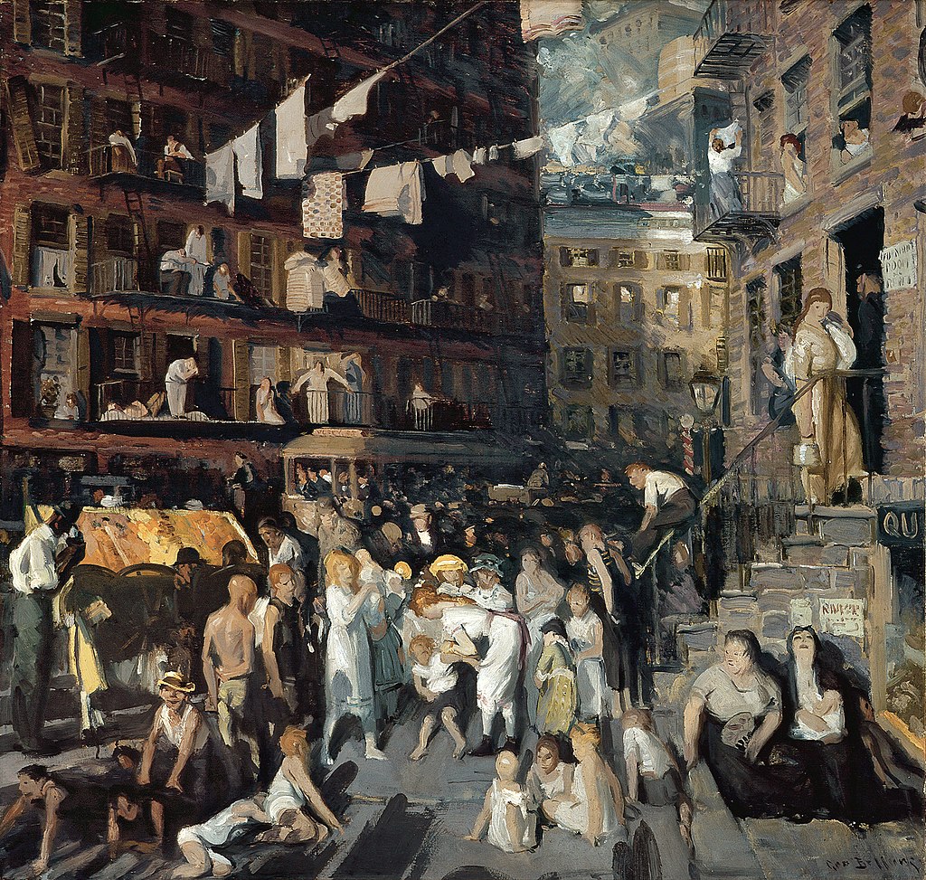 George Bellows, Cliff Dwellers, 1913, óleo sobre lienzo, 102 x 106,8 cm, Museo de Arte del Condado de Los Ángeles, Los Ángeles