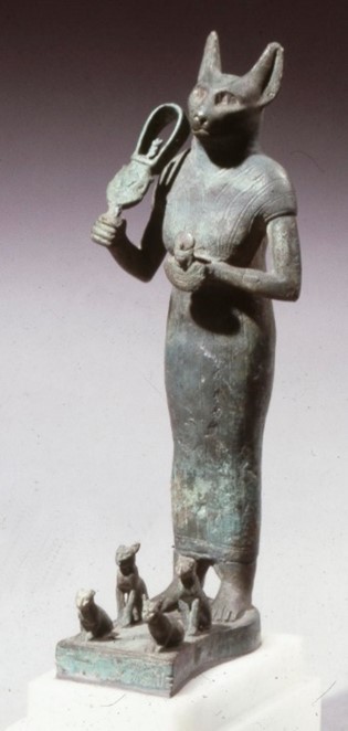 Bronze figure of Bastet. (900 BCE-600 BCE) Egyptian. © The Trustees of the British Museum
