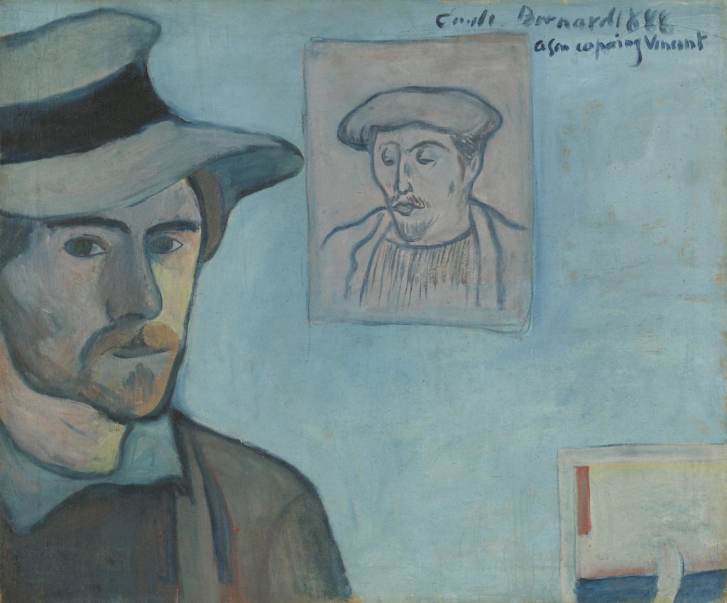 Emile Bernard, Self-Portrait with Portrait of Gauguin, 1888, oil on canvas, 46.5 x 55.5 cm, Van Gogh Museum, Amsterdam