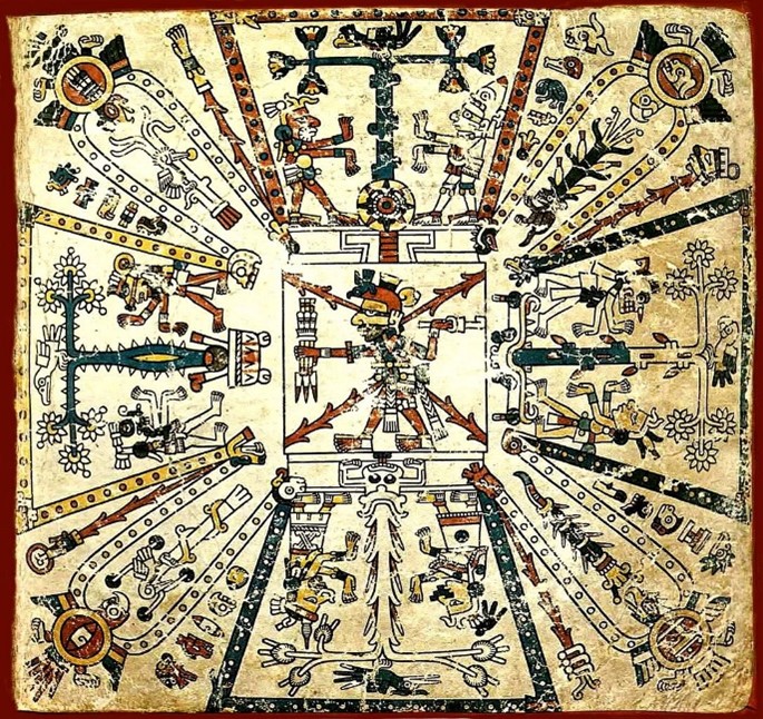 First page of the pre-Colombian Codex Fejérváry-Mayer, World Museum Liverpool in Liverpool, England.