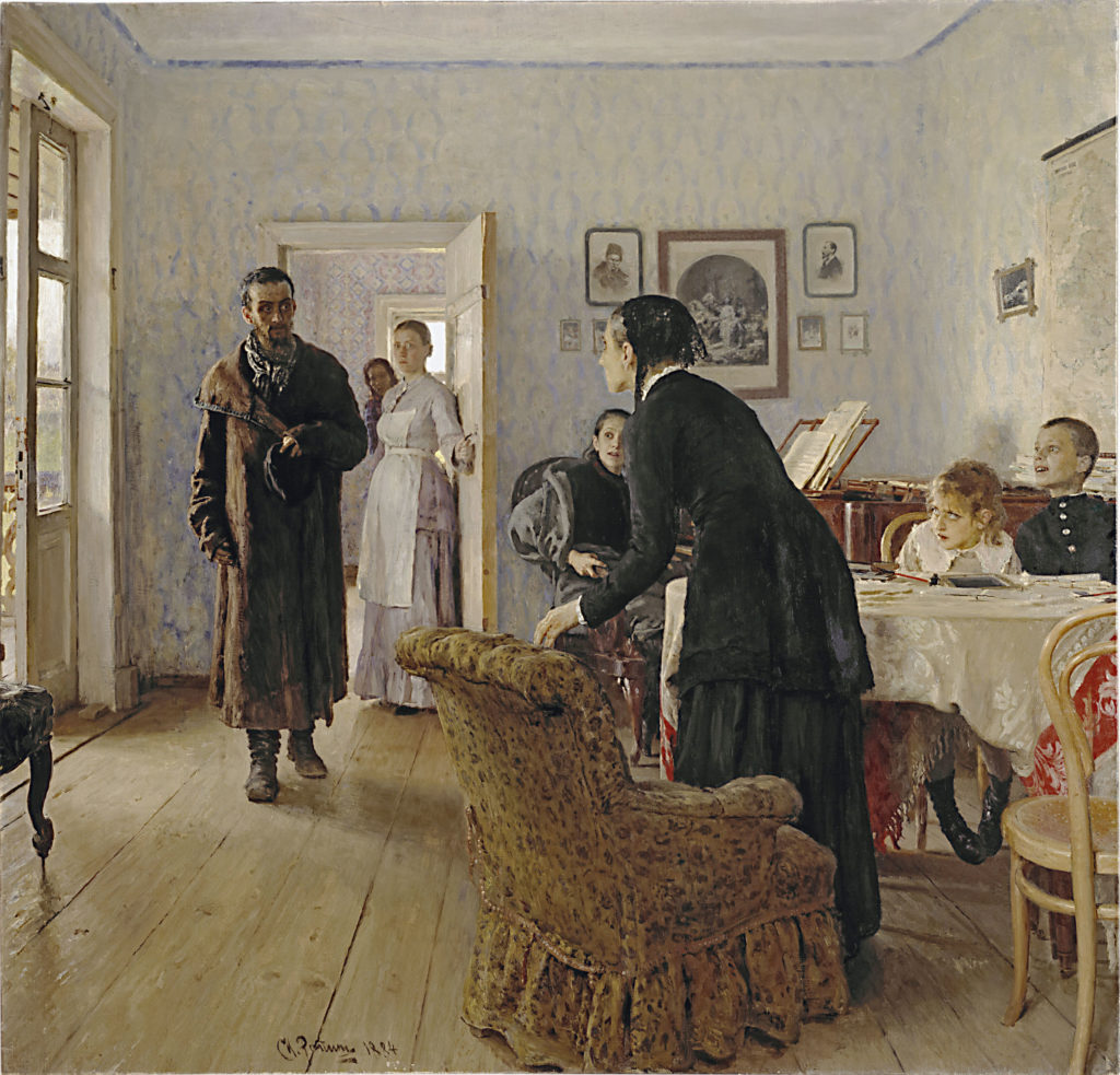 Ilya Repin, They Did Not Expect Him, 1884 - 1888, oil on canvas, 167.5 x 160.5 cm, Tretyakov Gallery, Moscow