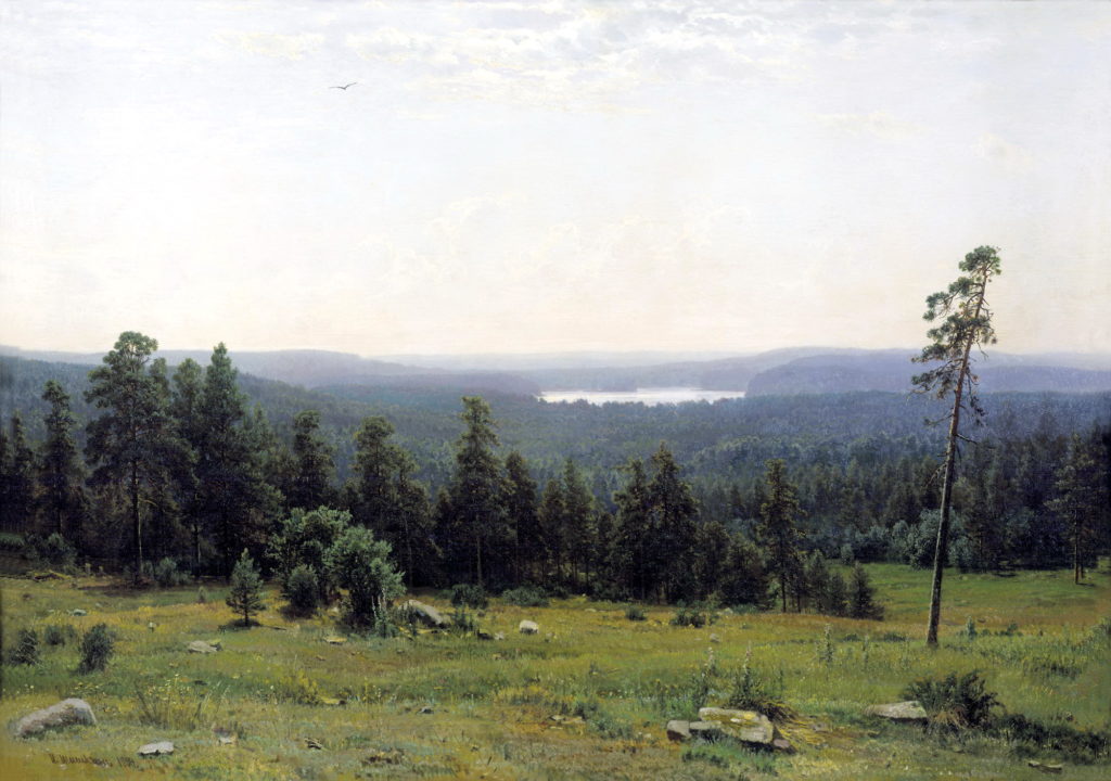 Ivan Shishkin, Vistas lejanas del bosque, 1884, óleo sobre lienzo, 112,8 x 164 cm, Galería Tretyakov, Moscú