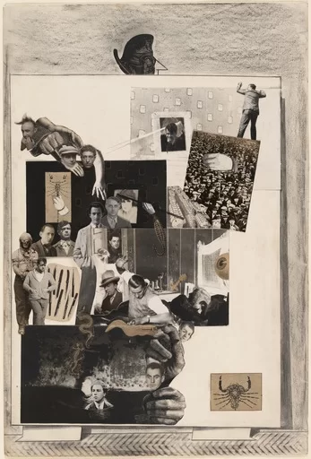 Max Ernst, Loplop presenta a los miembros del grupo surrealista, 1931, collage, 50,1 x 33,6 cm, Museo de Arte Moderno de Nueva York