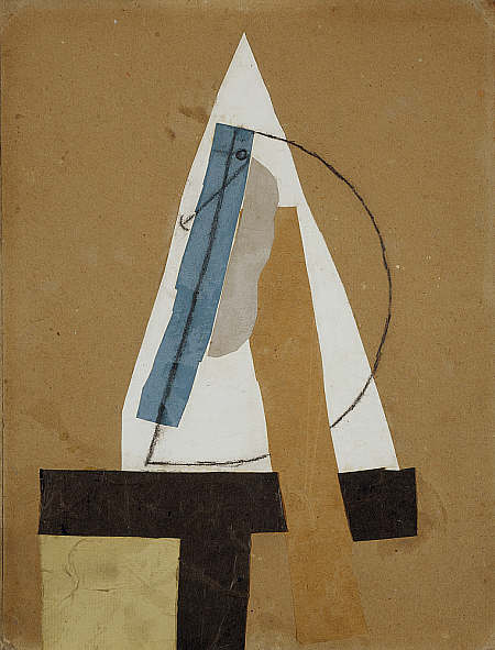 Pablo Picasso, Cabeza, 1913-14, papier collé y carboncillo sobre cartón, 43,5 x 33 cm, Galería Nacional Escocesa de Arte Moderno, Edimburgo