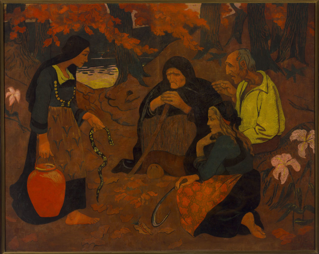 Paul Sérusier, Devoradores de serpientes, 1894, témpera sobre lienzo, 127 x 161 cm, Museo Nacional, Varsovia