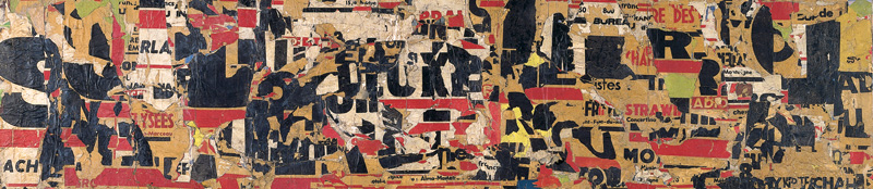 Raymond Hains, Jacques Villeglé, Ach Alma Manetro, 1949, decollage, 58 x 256 cm, Center Pompidou, Paris