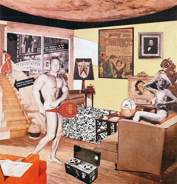 Richard Hamilton, Just what is it that makes today's homes so different, so appealing ?, 1956, collage, 26 × 24 cm., Künsthalle Tübingen, Tübingen