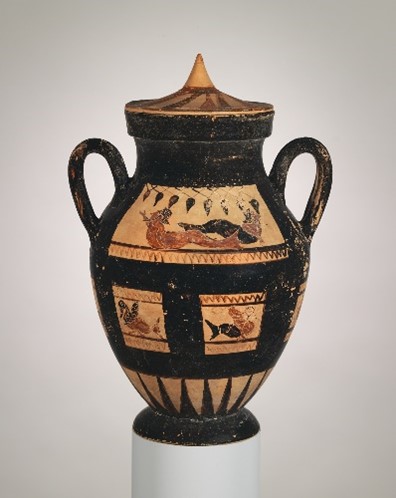 Ánfora de terracota con tapa. Período Arcaico. Museo Metropolitano de Arte