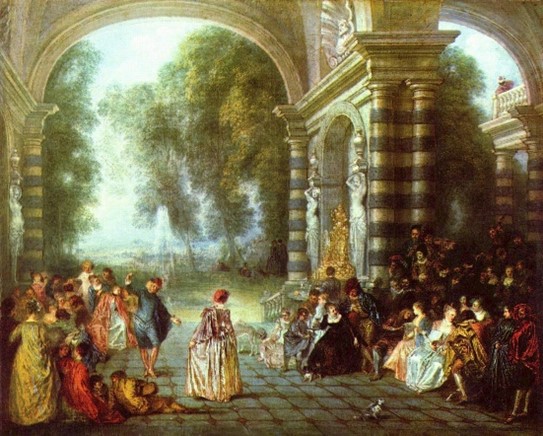 Los placeres de la pelota. 1717. Jean Antoine Watteau. Galería de imágenes de Dulwich, Londres.