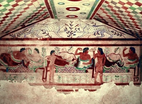 Tomb of The Lionesses, at Tombs of Tarquinia. (530-520 BCE). Tarquinia, Italy.