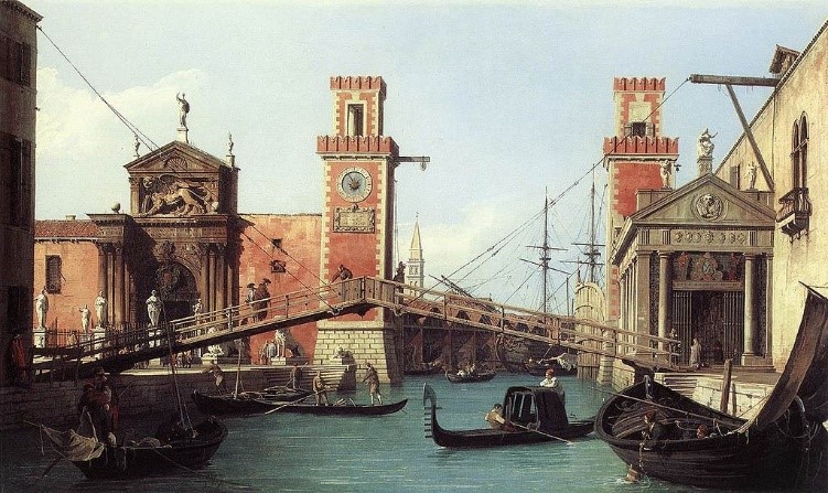 View of the entrance to the Arsenal. 1732. Canaletto.