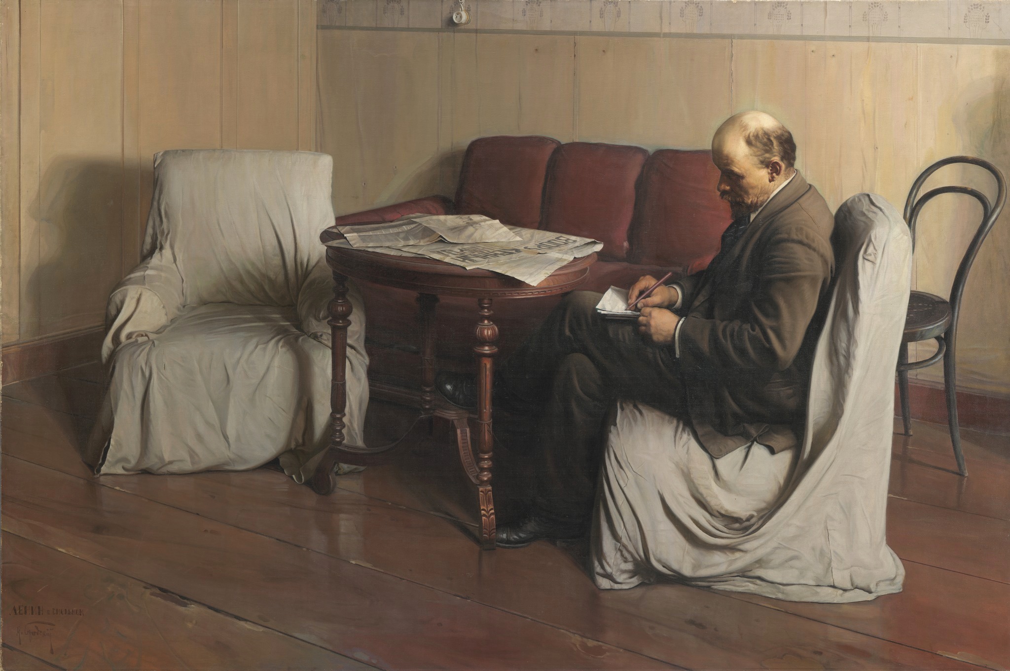 Isaak Brodsky, Wladimir Lenin in Smolny im Jahr 1917, 1930, Öl auf Leinwand, 190 x 287 cm, Tretjakow-Galerie, Moskau