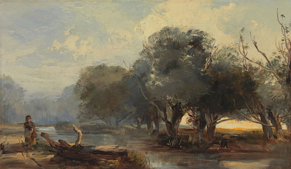 Henry Bright, Auf der Norfolk Broad, c. 1855, Öl auf Leinwand, 27 x 45 cm, Yale Centre for British Art, New Haven 