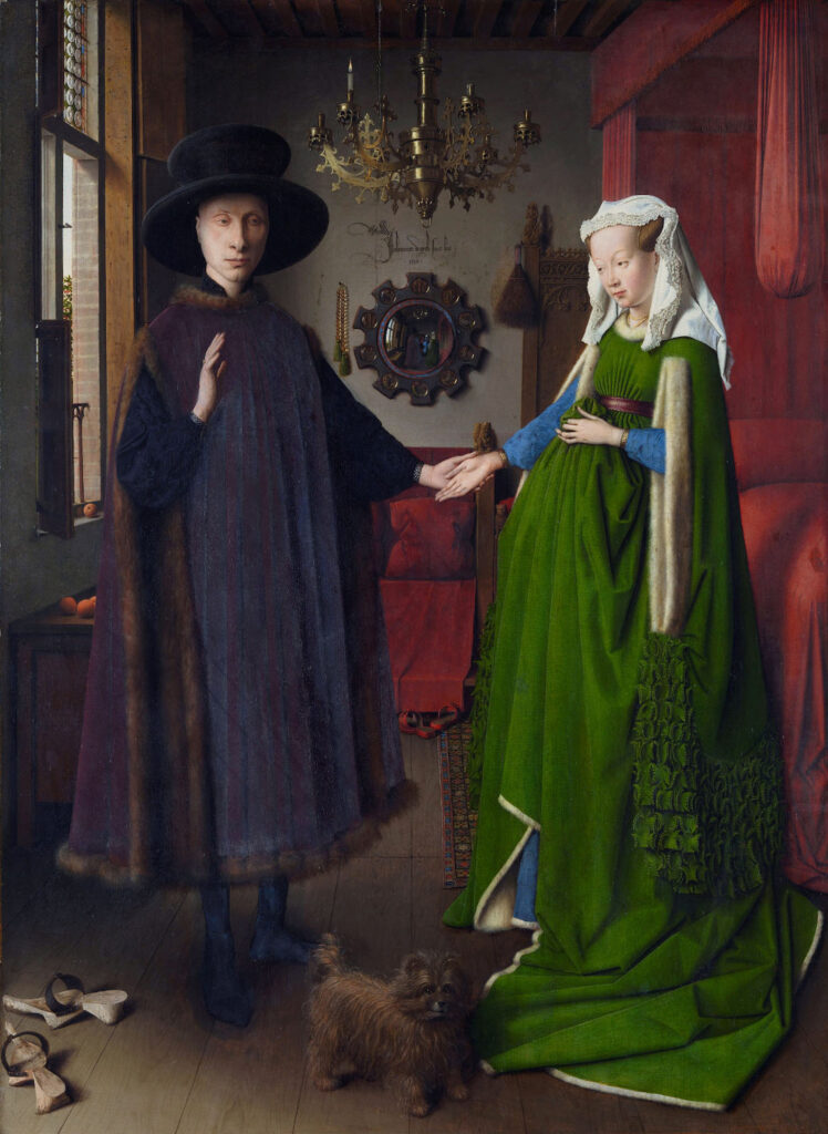 Jan Van Eyck, El retrato de Arnolfini, 1434, The National Gallery, Londres. https://www.nationalgallery.org.uk/paintings/jan-van-eyck-the-arnolfini-portrait