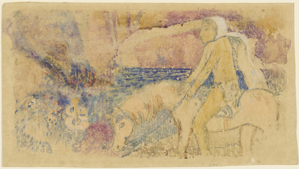 The Pony, Paul Gauguin, c.1902, Galería Nacional de Arte, Washington DC (EE. UU.). Monotipia gouache.