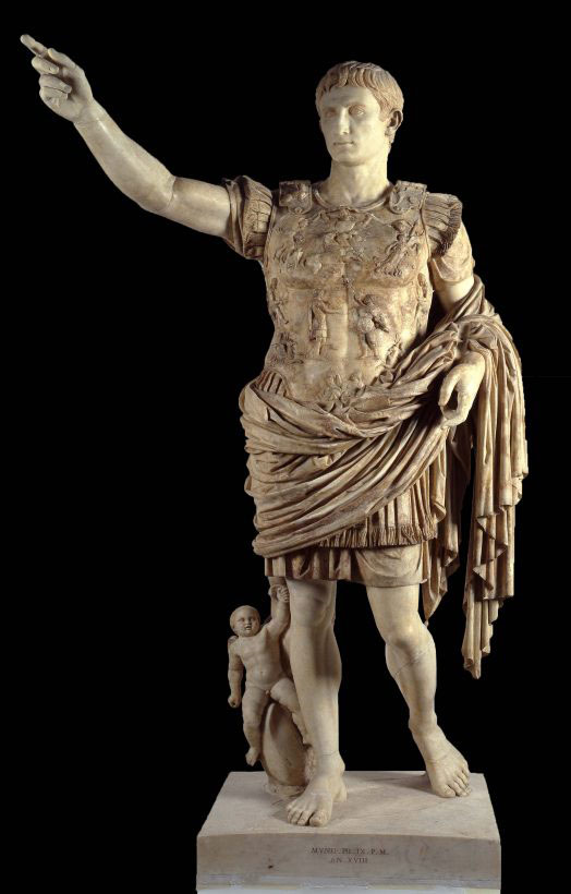 Unbekannter griechischer Bildhauer, Augustus von Primaporta, 1 n. Chr., Vatikanische Museen, Rom. https://m.museivaticani.va/content/museivaticani-mobile/en/collezioni/musei/braccio-nuovo/Augusto-di-Prima-Porta.html