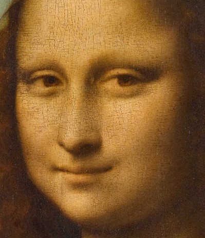 Detail: the face of Mona Lisa