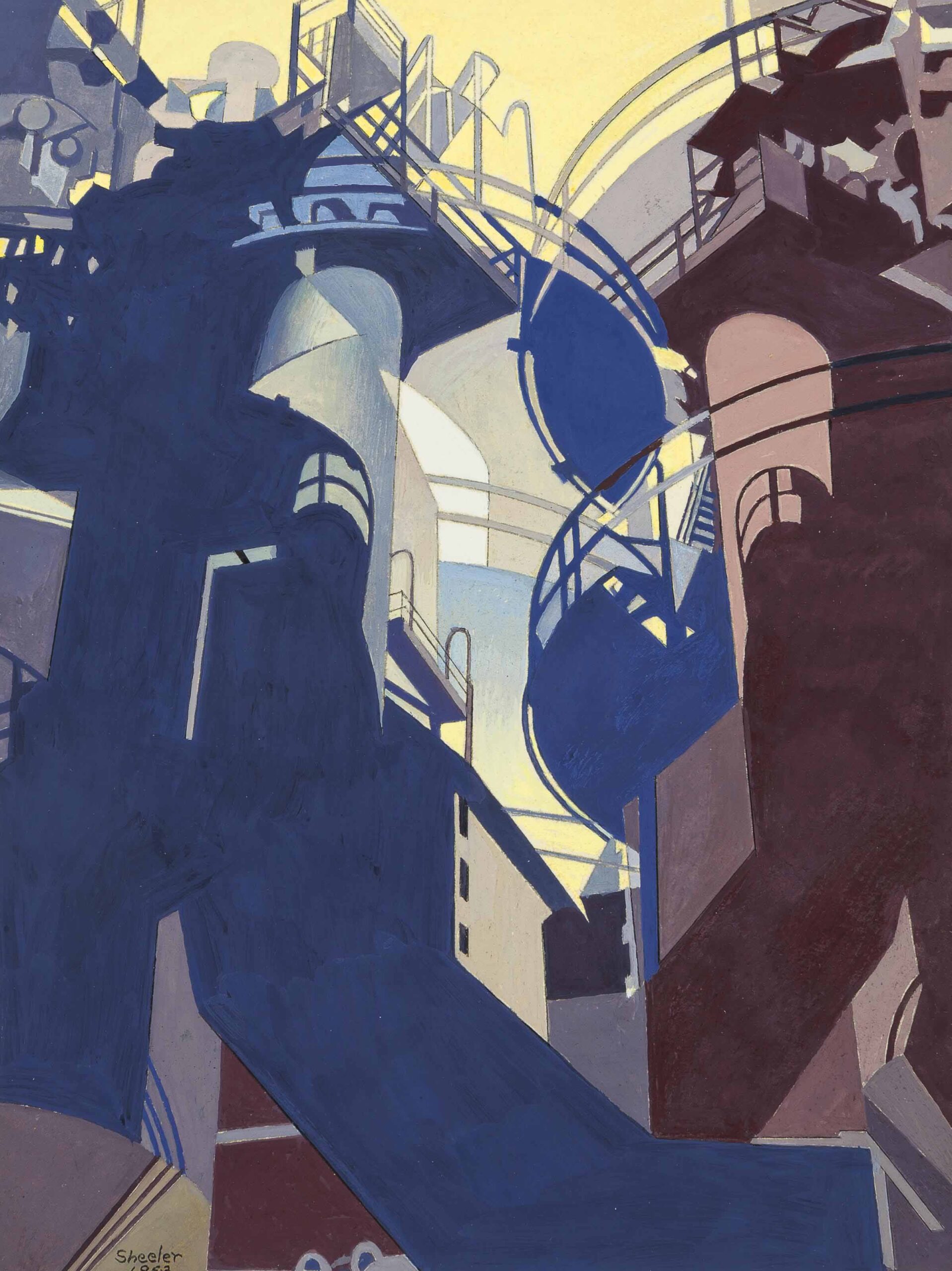 Charles Sheeler, Ore Into Iron (Mineral en hierro), 1953, témpera y lápiz sobre papel colocado sobre tabla, 22,9 x 17,5 cm, The Downtown Gallery, Nueva York