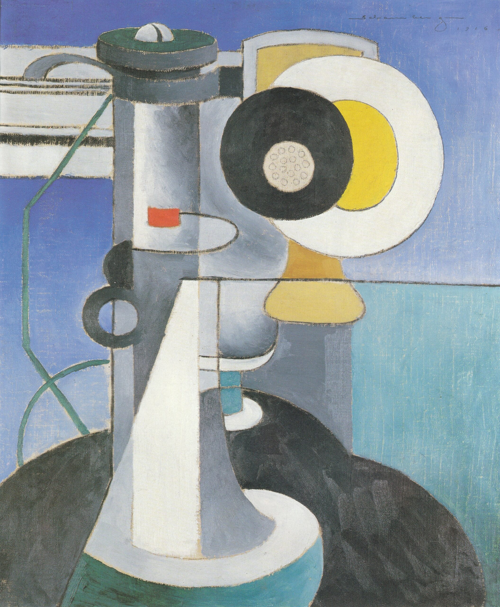 Morton Livingston Schamberg, Téléphone, 1916, huile sur toile, 60,9 x 50,8 cm, Columbus Museum of Art, Ohio