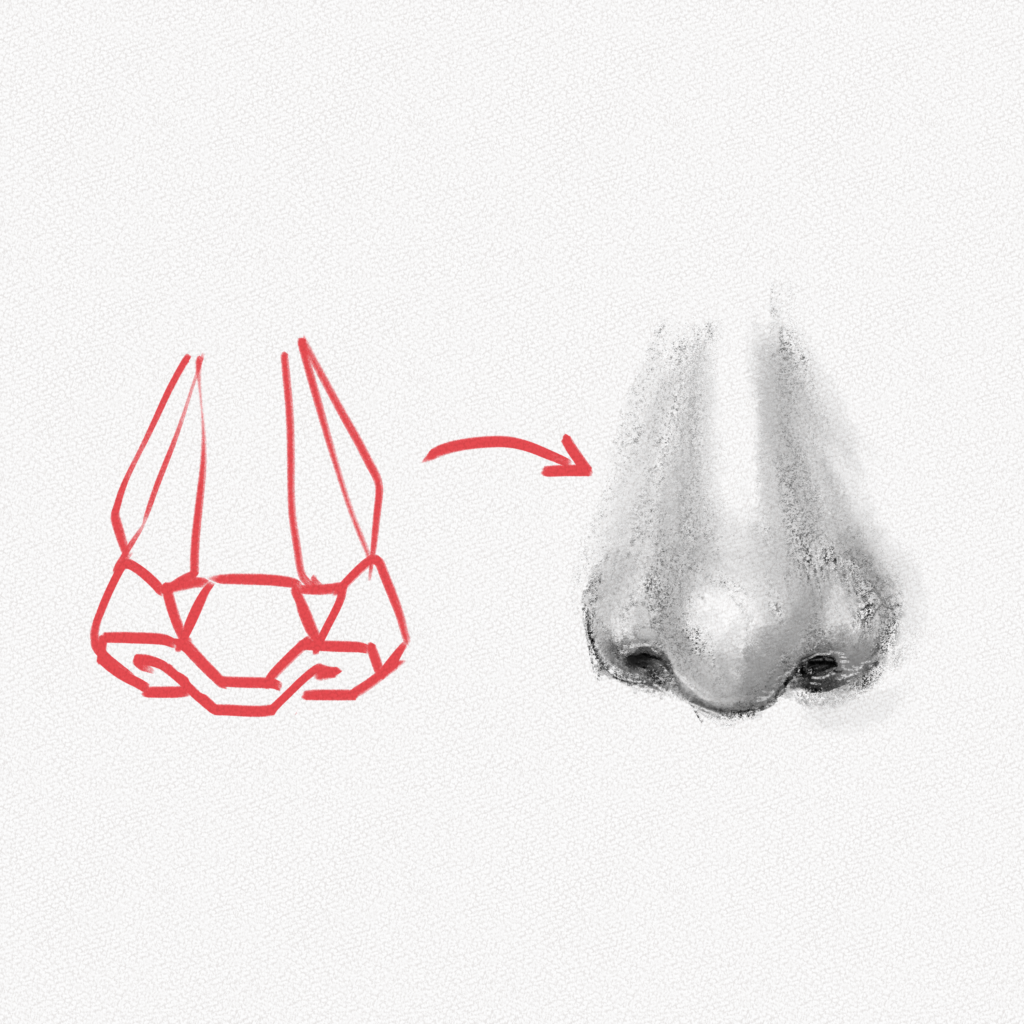 How to draw nose | Nose drawing, Easy nose drawings, Sketch nose