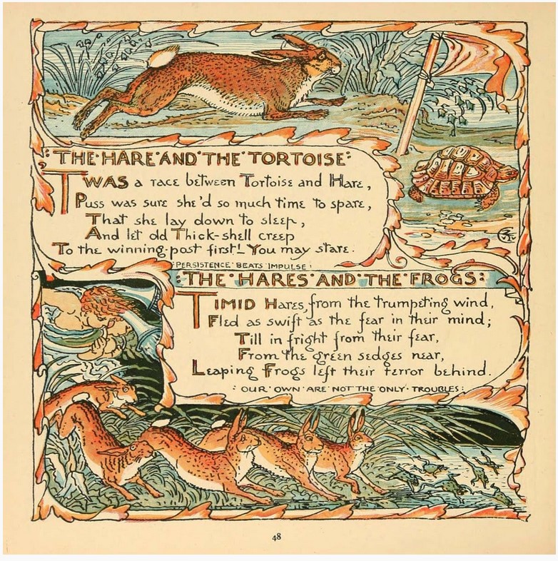 « Le lièvre et la tortue » par Walter Crane