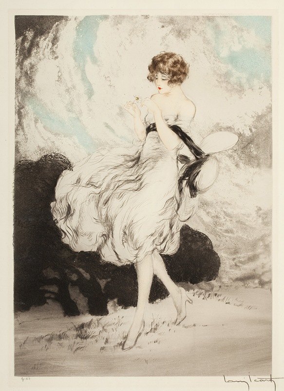 "Lady with a Daisy" by Louis Icart