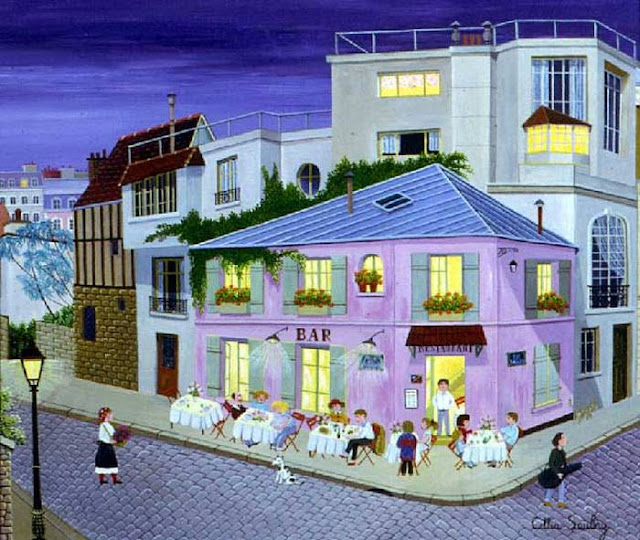 "Pink restaurant at night" by Cellia Saubry