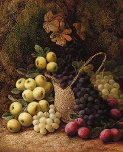 « NATURE MORTE AVEC DES POMMES, DES RAISINS ET DES PRUNES » par George Clare