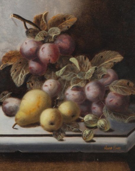 "STILL LIFES OF FRUIT ON A STONE LEDGE" by Oliver Clare