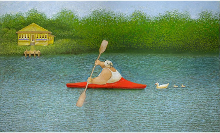 "Lady in Kayak" by Lowell Herrero