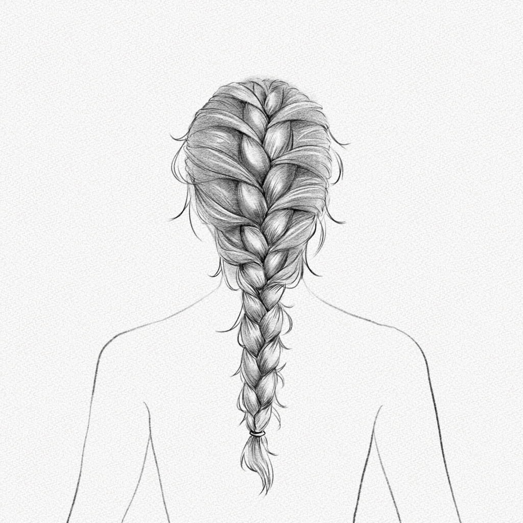 french braid drawing