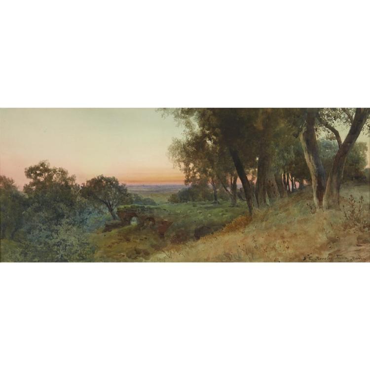 "VIEW OF THE ROMAN CAMPAGNA" by Ettore Roesler Franz