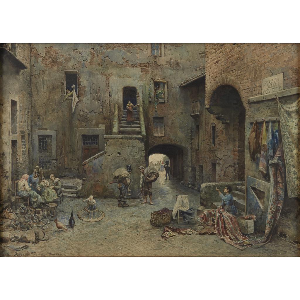 "PIAZZA DELLE AZIMELLE NEL GHETTO" by Ettore Roesler Franz