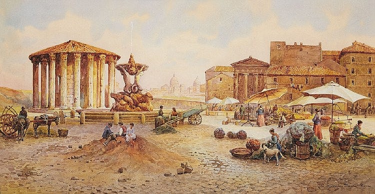 "The Temple of Vesta in Rome" by Ettore Roesler Franz
