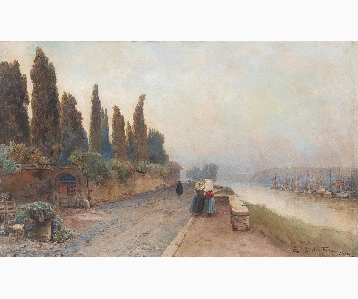 "WALK ALONG THE TIBER" by Ettore Roesler Franz