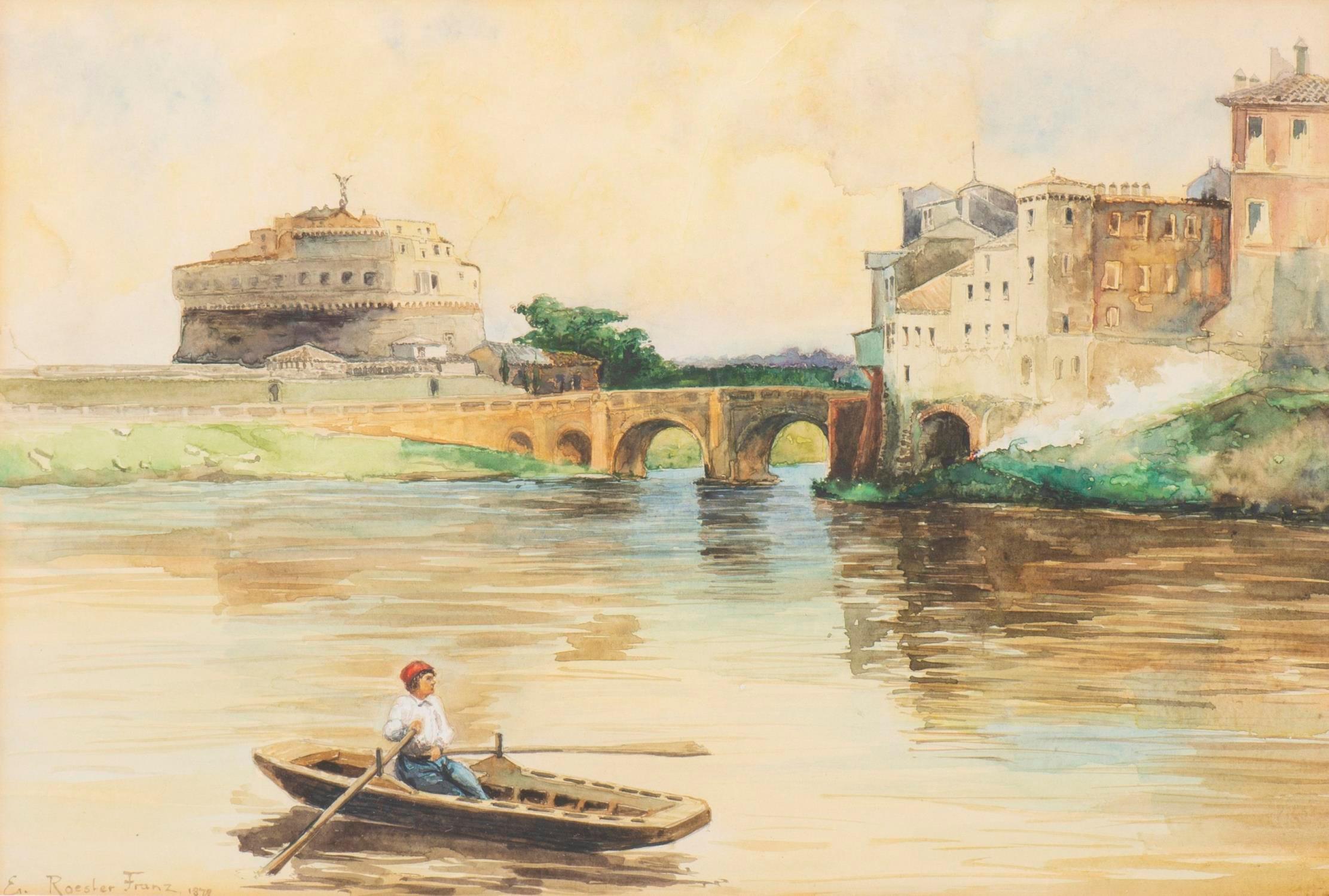 "Vue du Castel San Angelo, Rome" by Ettore Roesler Franz