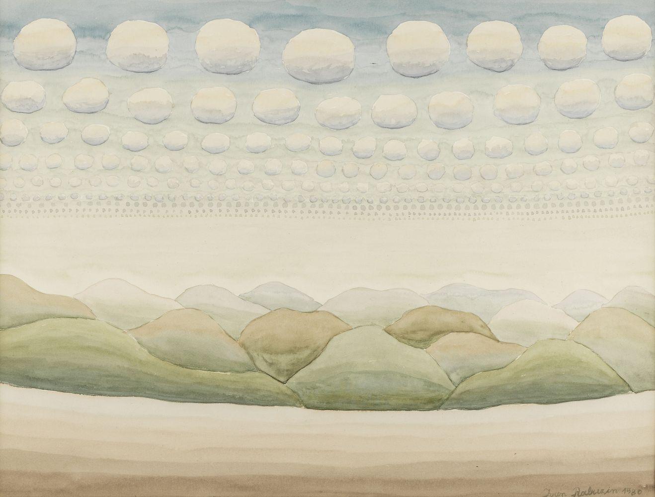 "Colline et nuages, crayon et aquarelle sur papier" by Ivan Rabuzin