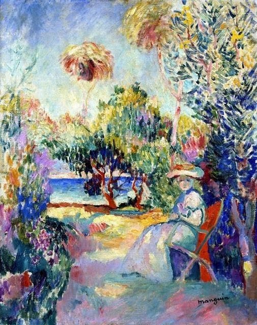 Henri Manguin、 RIVAGE BRETON JEANNE APPUYEE CONTRE UN ARBRE