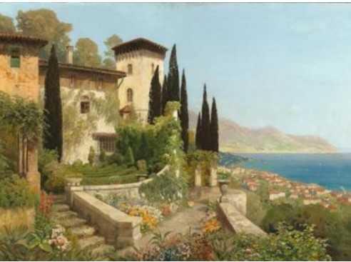 "Südliche Ansicht (Küste von Sorrent?)" by Alois Arnegger