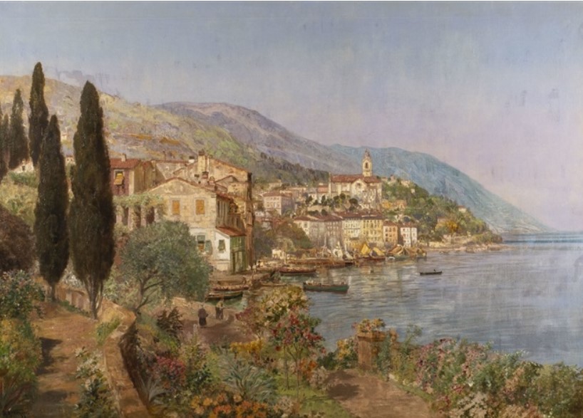 "Italienische Küstenlandschaft wohl Comersee" by Alois Arnegger