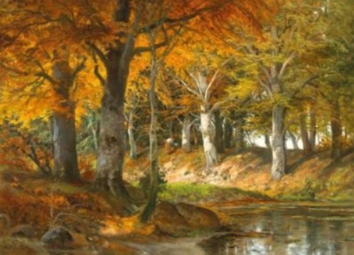 « Un paysage automnal avec des collectionneurs de bois » par Alois Arnegger