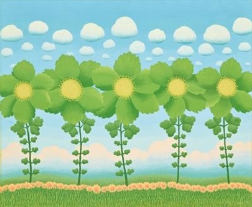 "Untitled (Five green flowers)" by Ivan Rabuzin