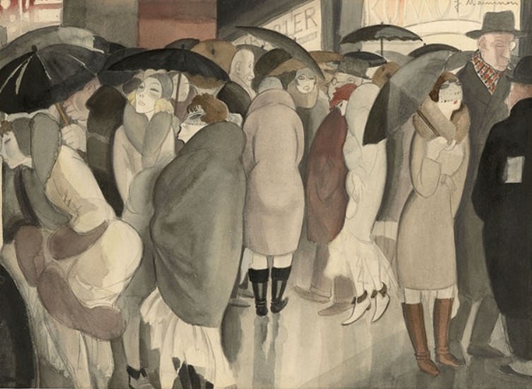 "Vor der Komödie am Kudamm, nachts" by Jeanne Mammen