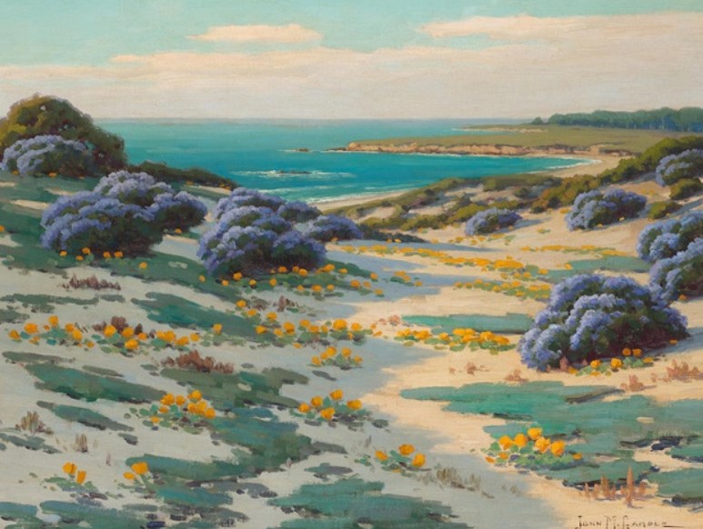 "Bush Lupine and Poppies, Sand Dunes, Monterey" by John Marshall Gamble